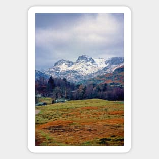 The Langdale Pikes From Elterwater, England Sticker